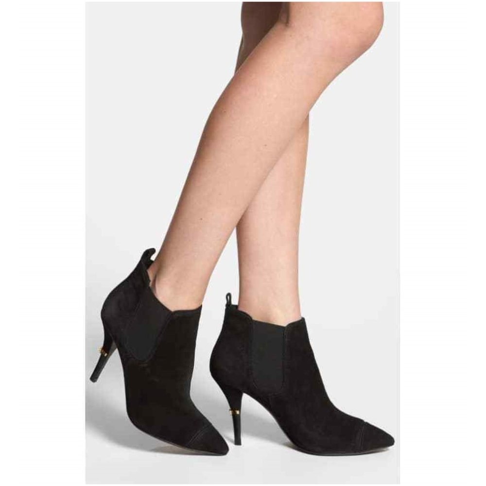 Tory Burch Black Suede Pointed-Toe Ankle Booties
